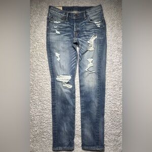 Abercrombie and Fitch Jeans Mens 32 x 34 Skinny Button Fly Distressed Holes